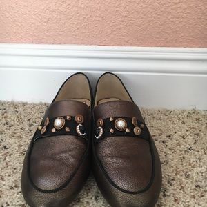 Ladies Nine West Copper Leather Flats 9M